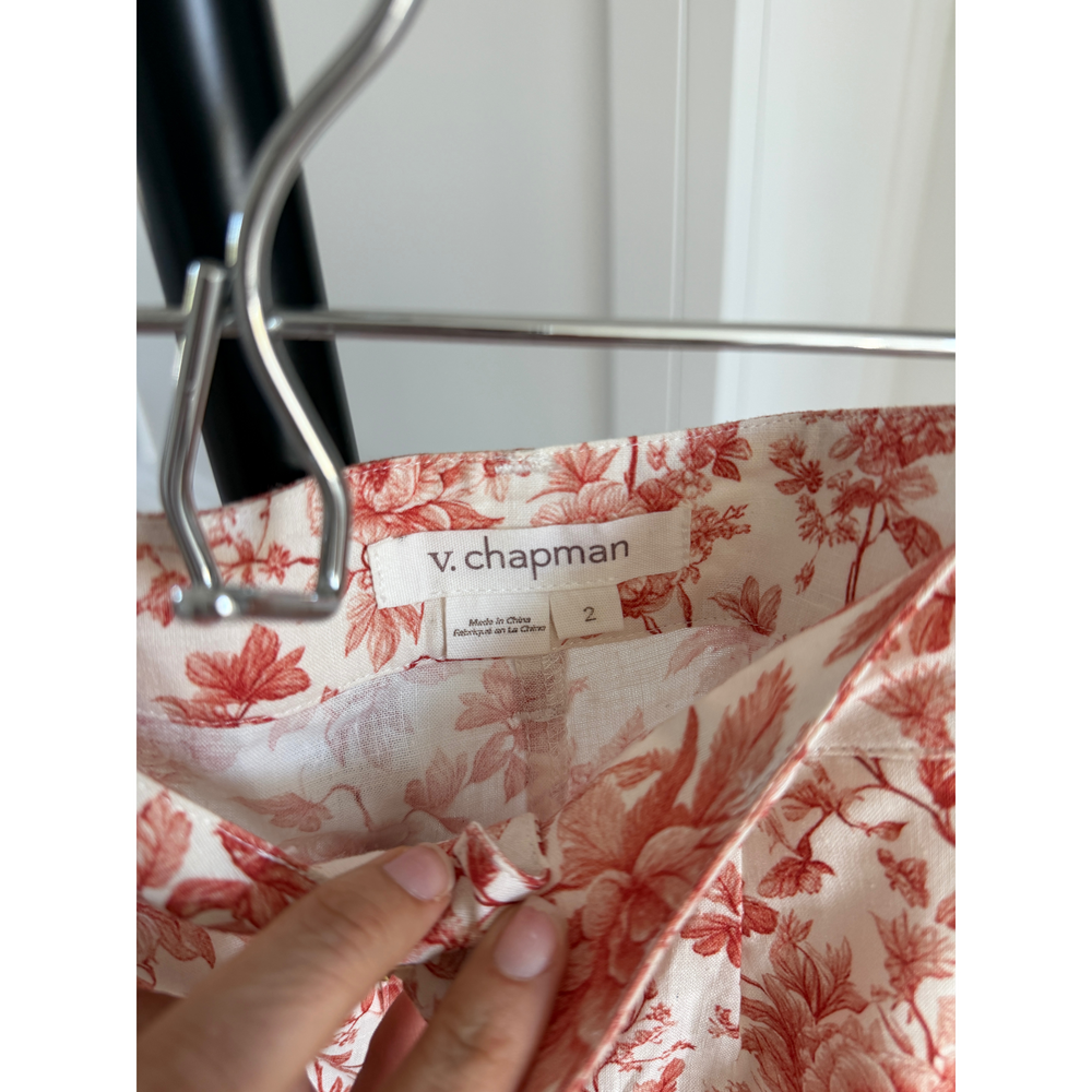 V. Chapman Floral Printed Shorts in Red - Picture 5 of 5